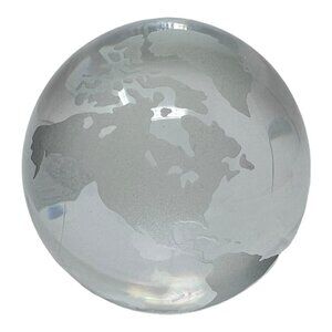 MO Society Cert Accountants St Louis Glass Globe Paperweight World Map Design